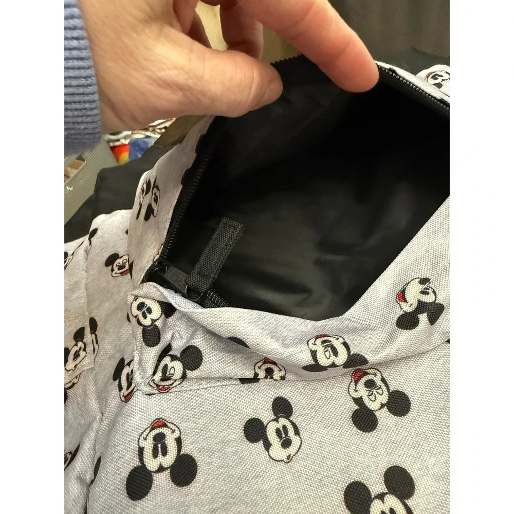 Disney Mickey Mouse All Over Print Backpack Grey Black Canvas‎ School Travel Bag
